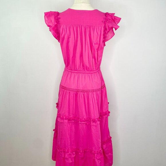 J Crew - Pink Boho Flamenco Pom-Pom Maxi Dress - Picture 5 of 7